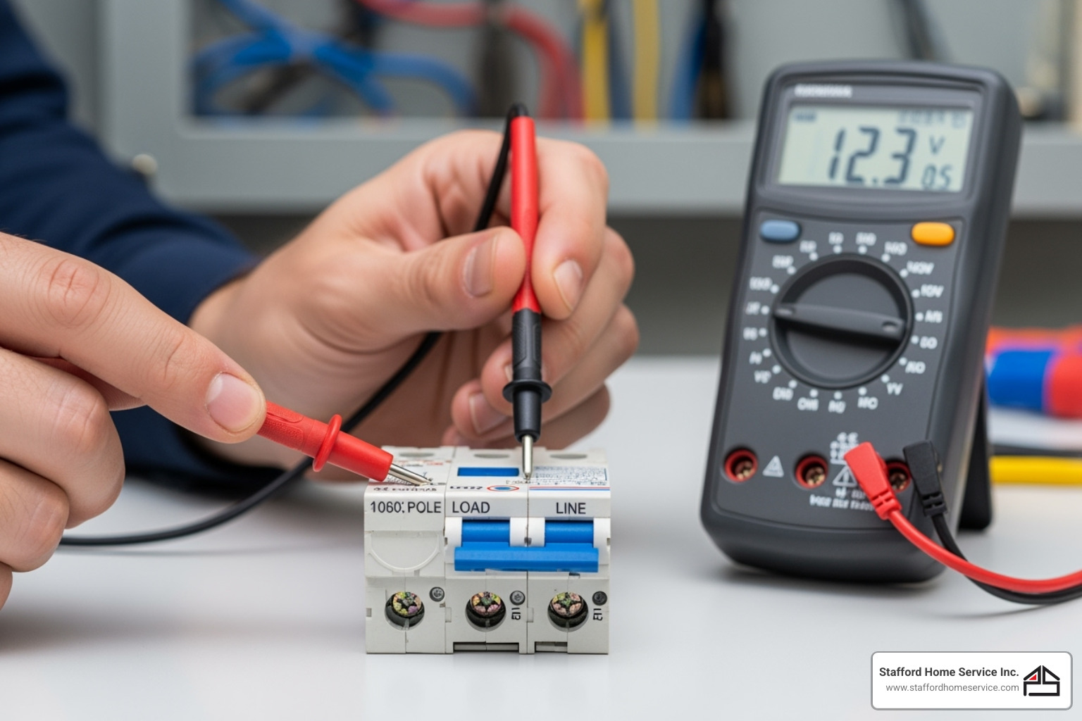 multimeter testing a circuit breaker - circuit breaker repair
