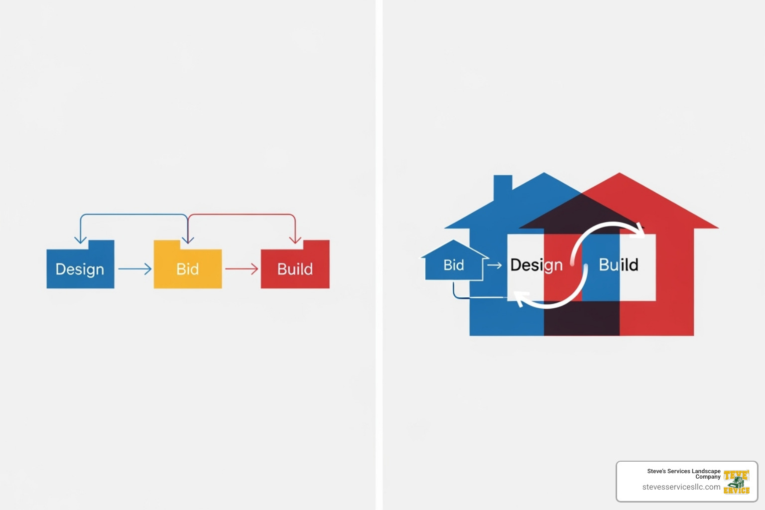 Illustrating the workflow of design-build vs. design-bid-build. - commercial construction contractors near me Illustrating the workflow of design-build vs. design-bid-build. - commercial construction contractors near me