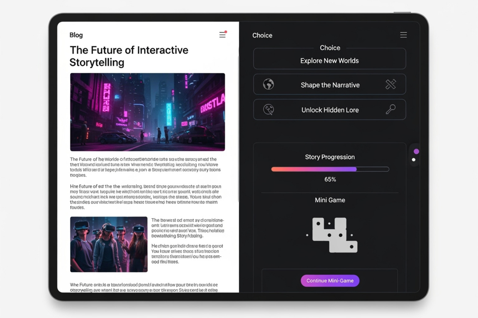 split-screen interface blog game - blog gaming dualmedia