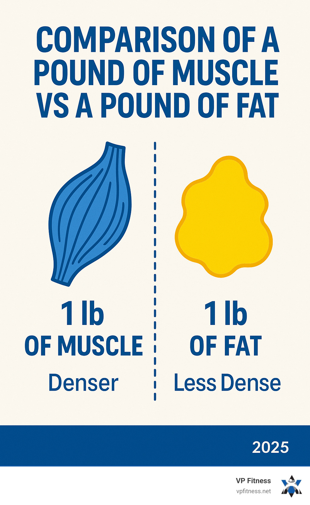 comparison of a pound of muscle vs a pound of fat - lean muscle mass infographic 