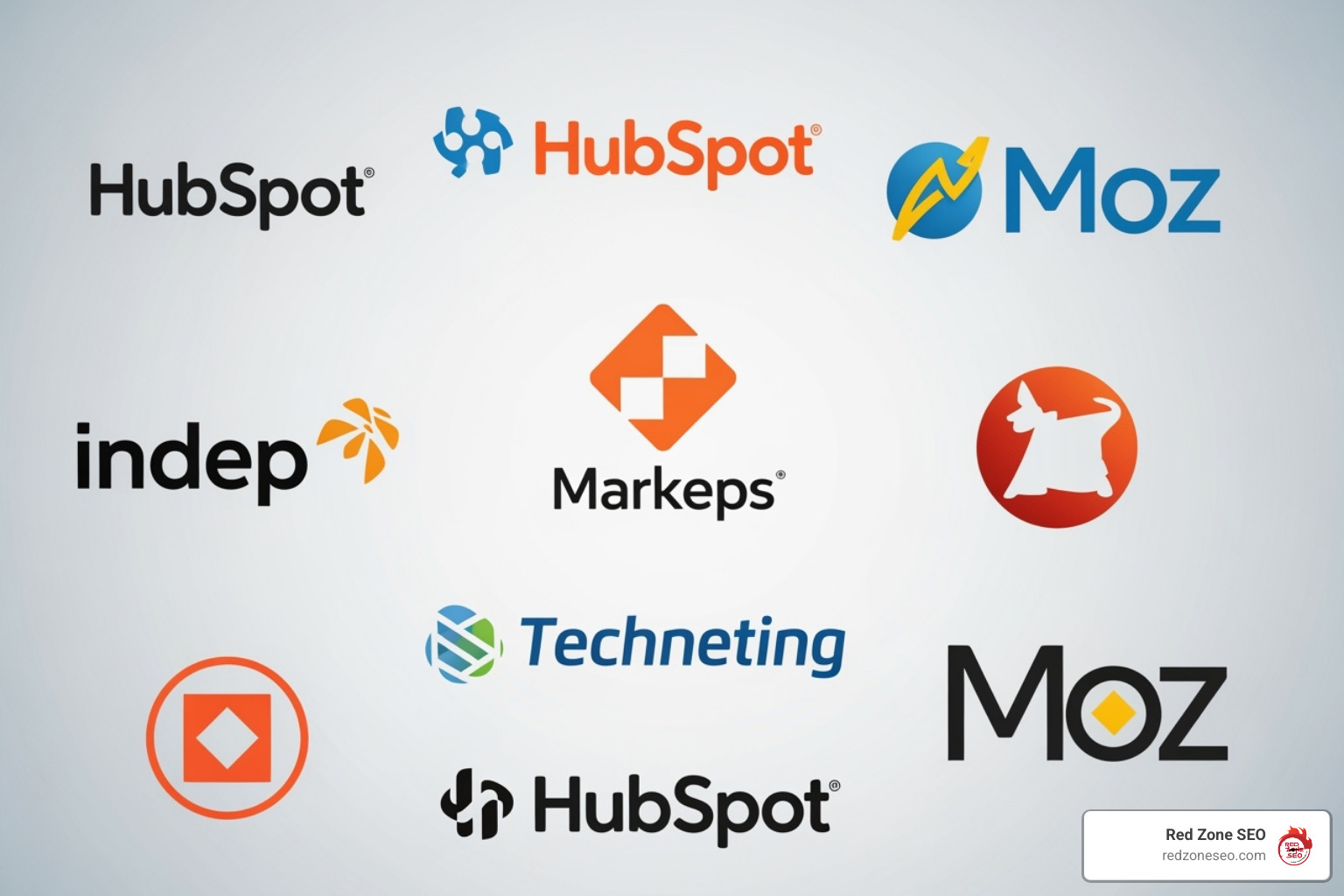 Logos of successful brands like HubSpot and Moz - Authority building content