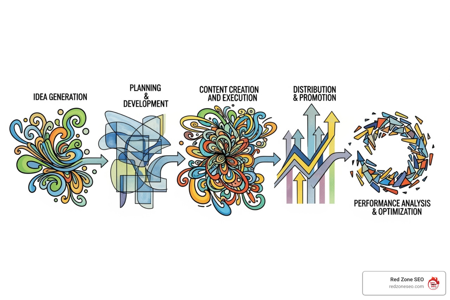 A content strategy flowchart from ideation to measurement - Authority building content