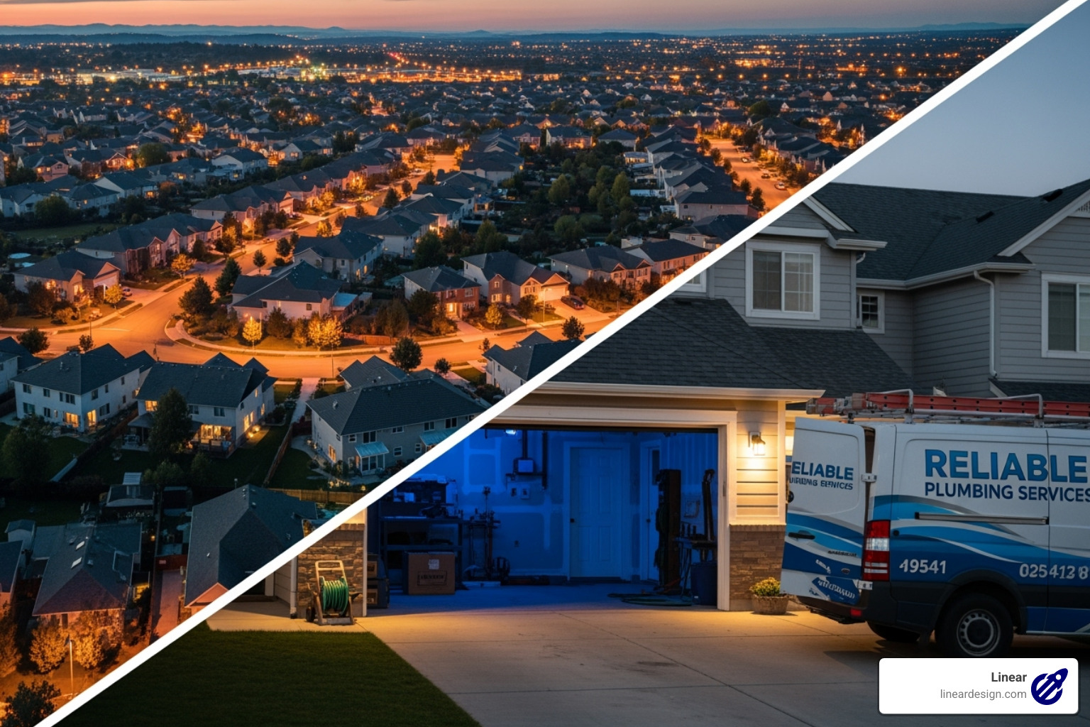 Illustration showing the difference between broad and local keywords, with examples like "plumber" vs. "plumber in Brooklyn" or "plumber near me" - local google ads management