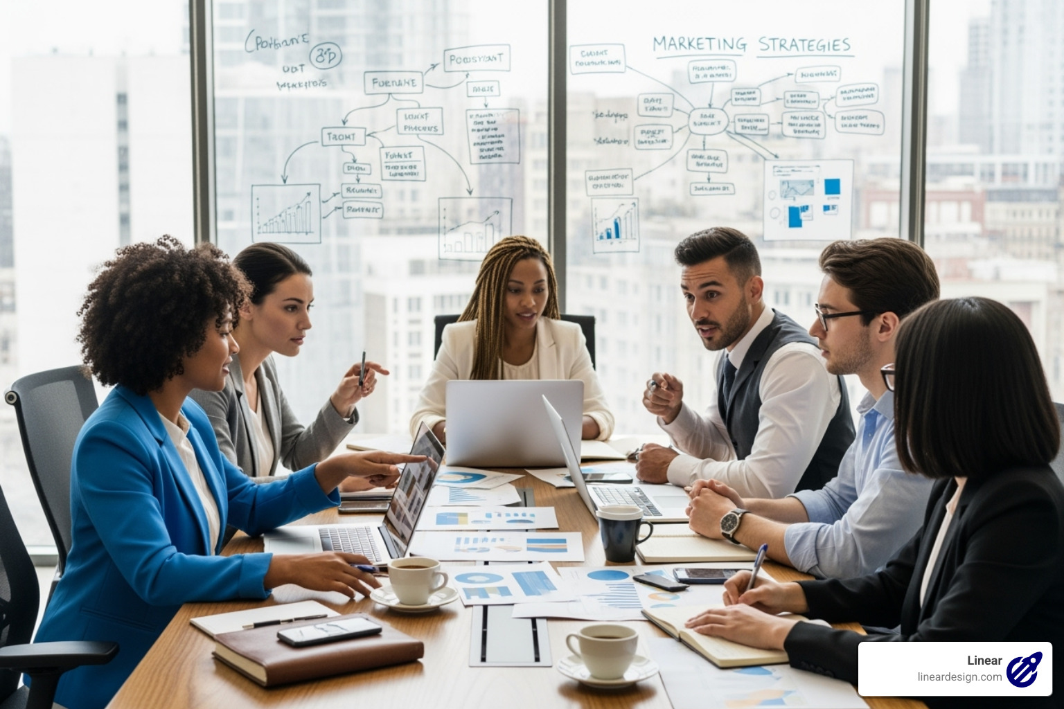 marketing team collaborating on a campaign strategy - facebook ads management services
