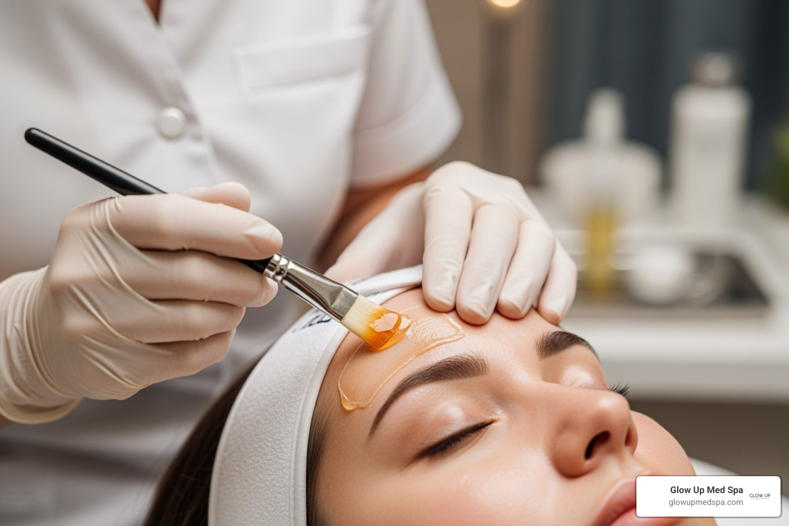 chemical peel solution being applied - facial newport beach