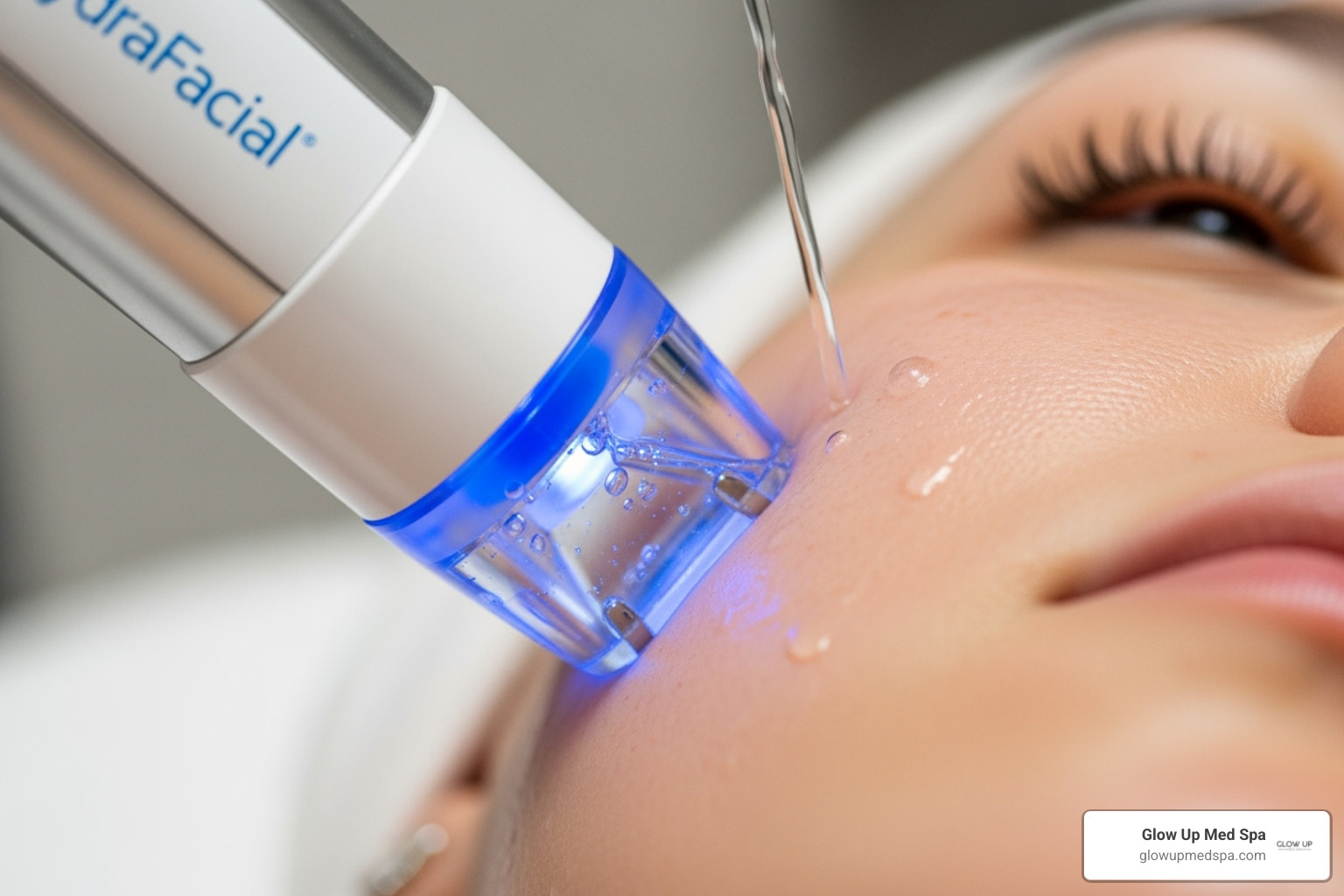 HydraFacial machine wand on a client's skin - facial newport beach