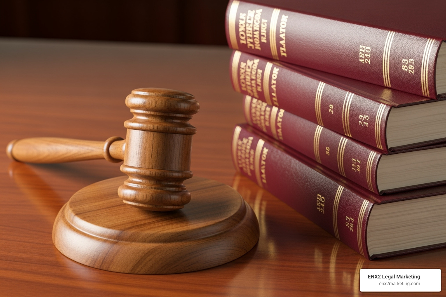 A wooden gavel on a sound block next to law books - lawyer symbols A wooden gavel on a sound block next to law books - lawyer symbols