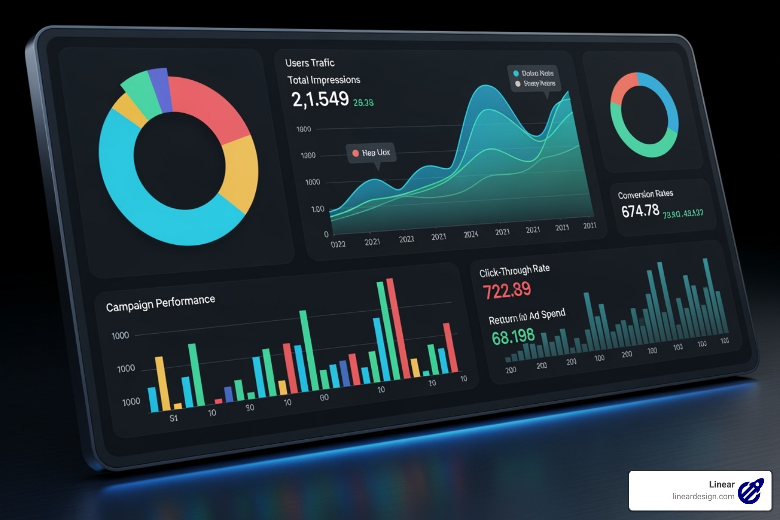 Dashboard showing key PPC marketing metrics and graphs - ppc marketing