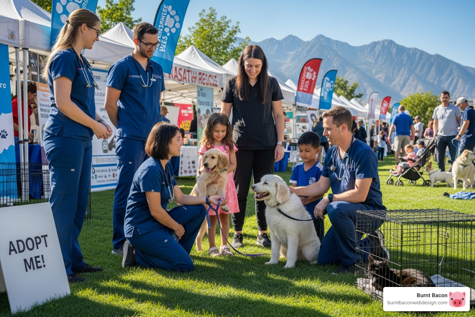 A veterinary team at a local Utah pet adoption event. - animal clinic marketing