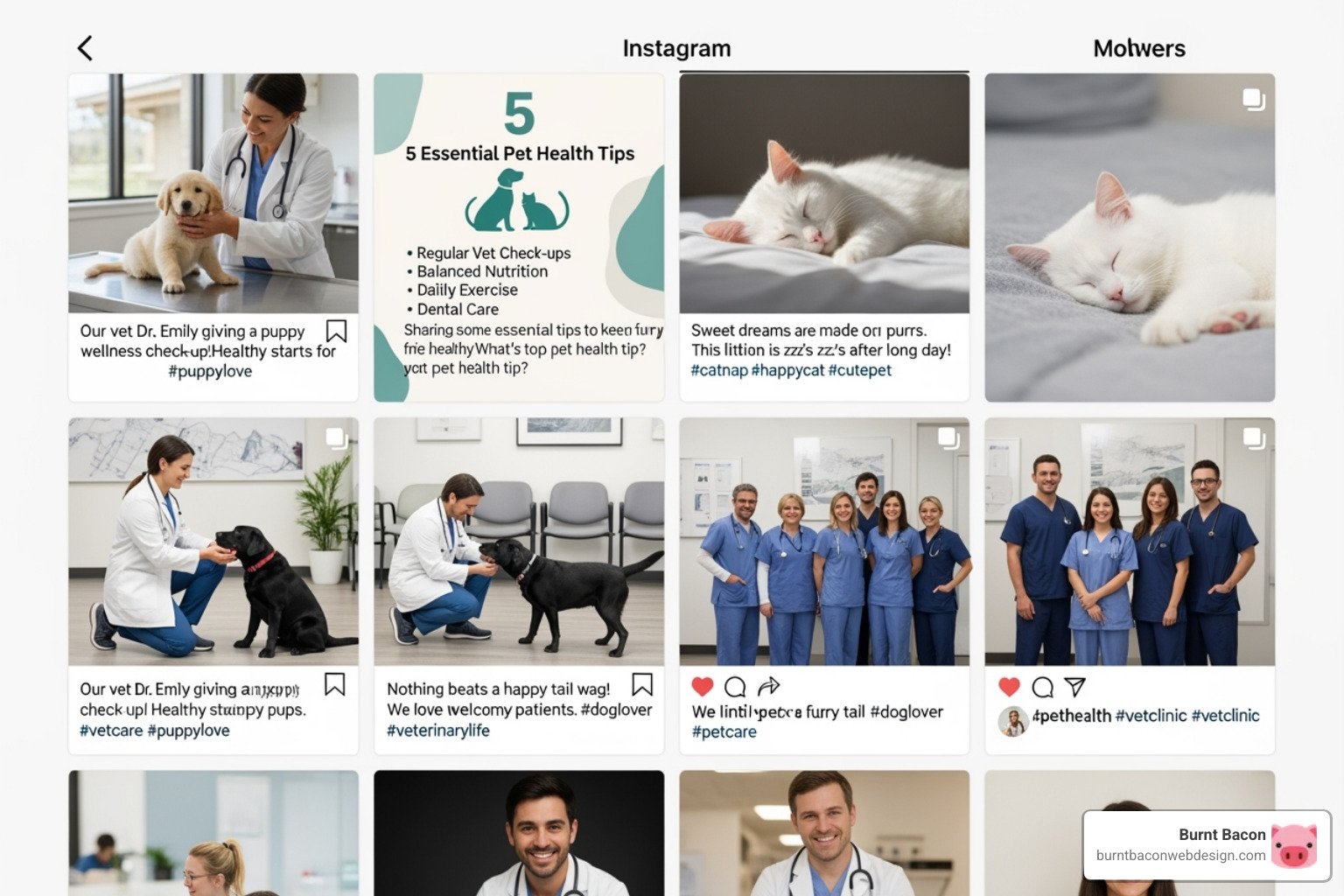 A Utah vet clinic's engaging Instagram feed showing behind-the-scenes photos and educational posts. - animal clinic marketing