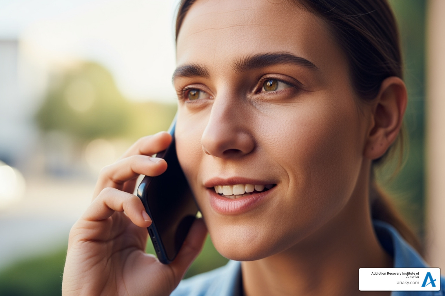 person on the phone looking hopeful - rehab centers in kentucky