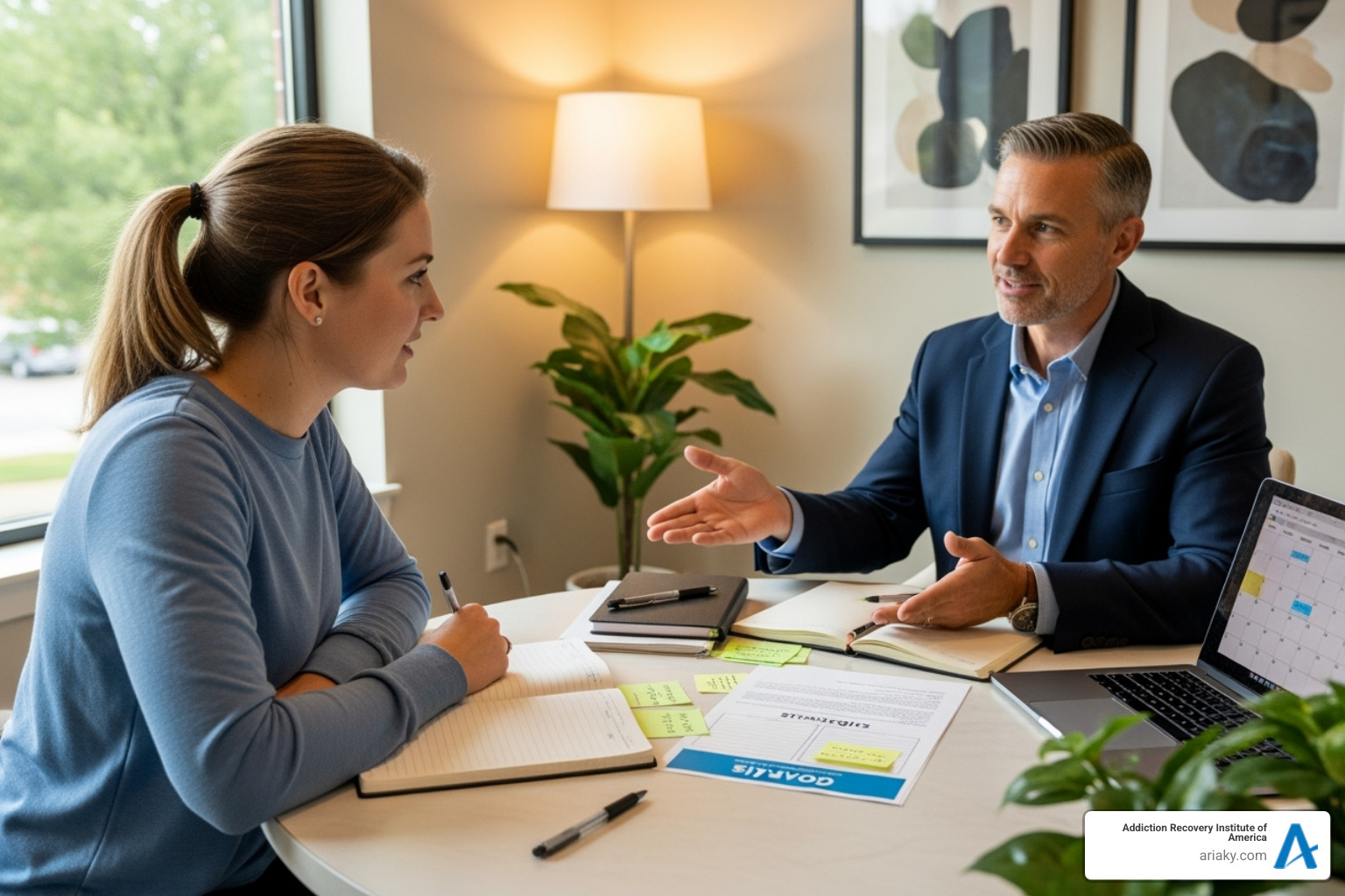therapist and client creating a plan together - drug rehab paducah