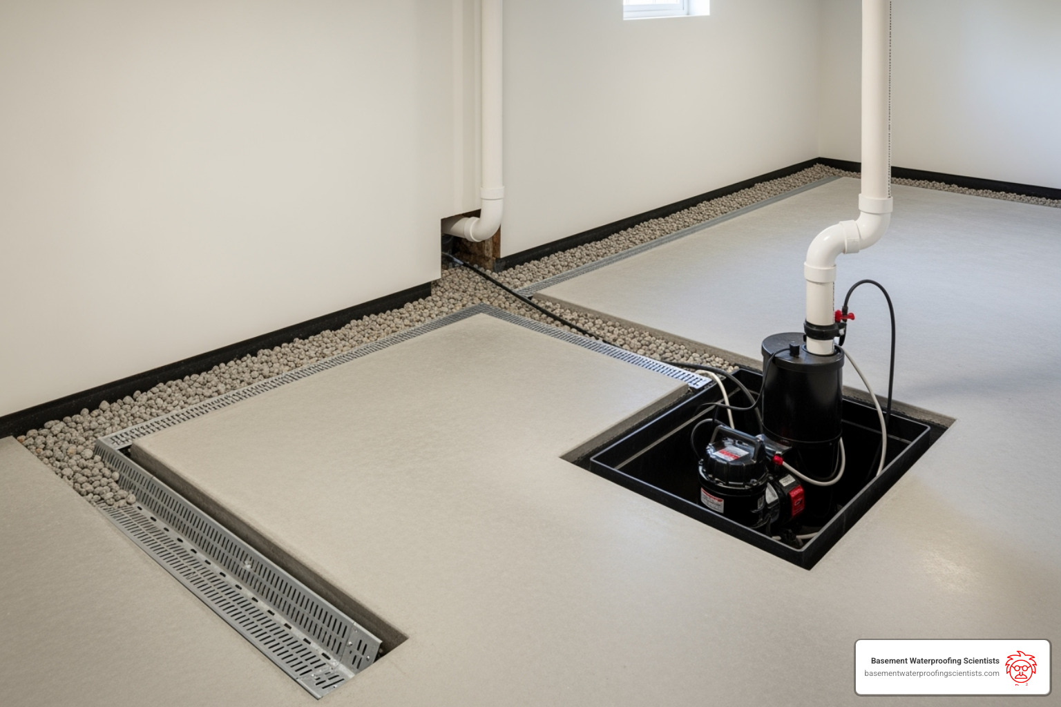 complete basement drainage system with all components labeled - cellar drainage channel