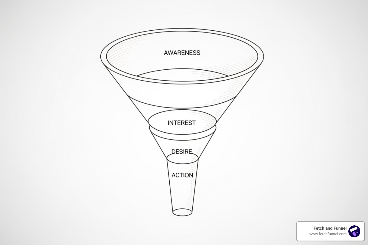 AIDA funnel stages with brief descriptions - online sales funnel optimization AIDA funnel stages with brief descriptions - online sales funnel optimization
