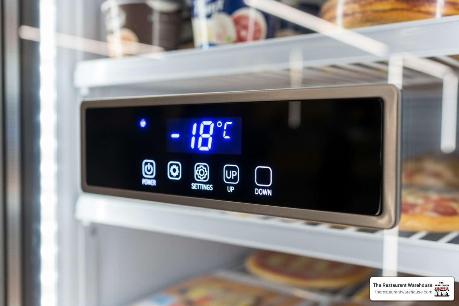 digital temperature control panel and bright LED lighting inside a freezer - Commercial display freezer digital temperature control panel and bright LED lighting inside a freezer - Commercial display freezer