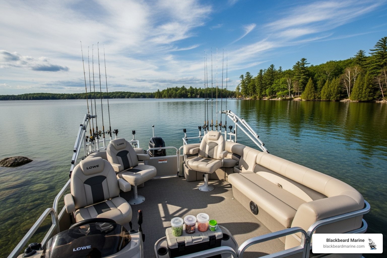 Lowe pontoon set up for fishing on Table Rock Lake - lowe pontoon boat accessories