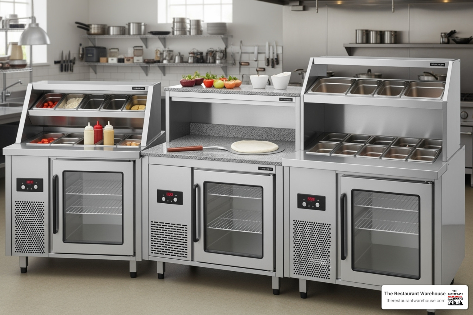 Different types of prep coolers side-by-side - used prep cooler