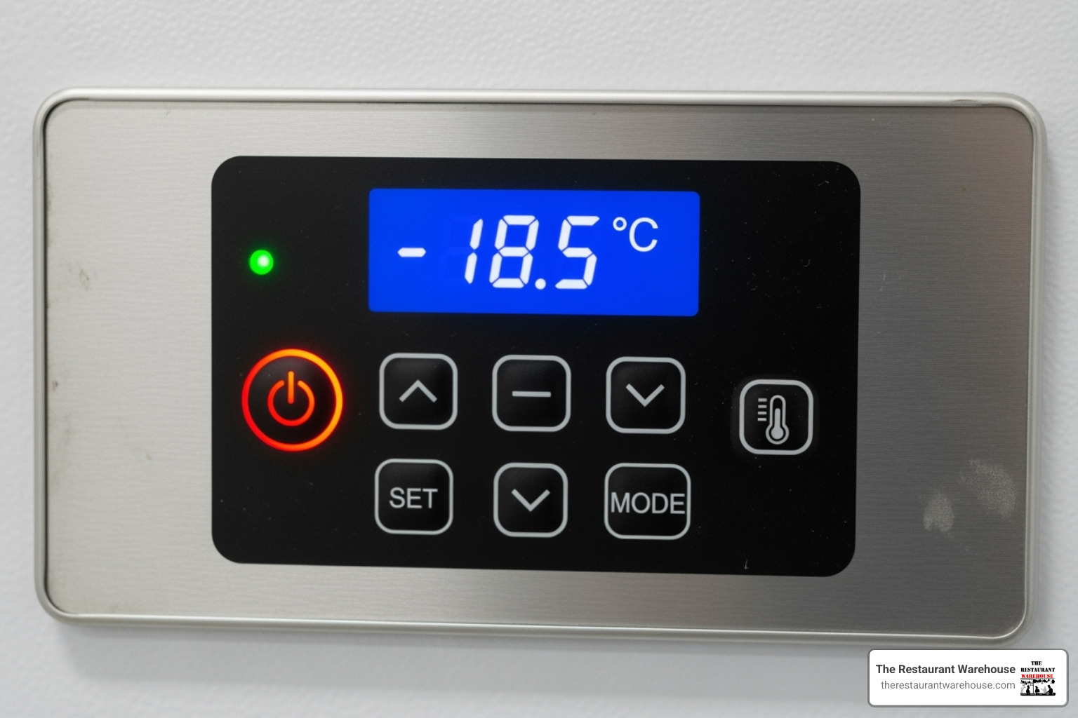 Digital temperature control panel on a commercial freezer - Commercial freezer for sale