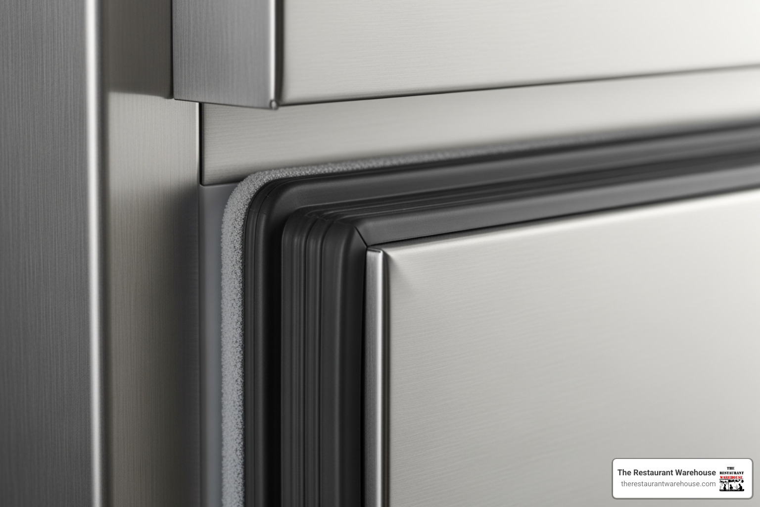 Close-up shot showing the stainless steel finish and a magnetic door gasket on an Atosa fridge - atosa commercial fridge