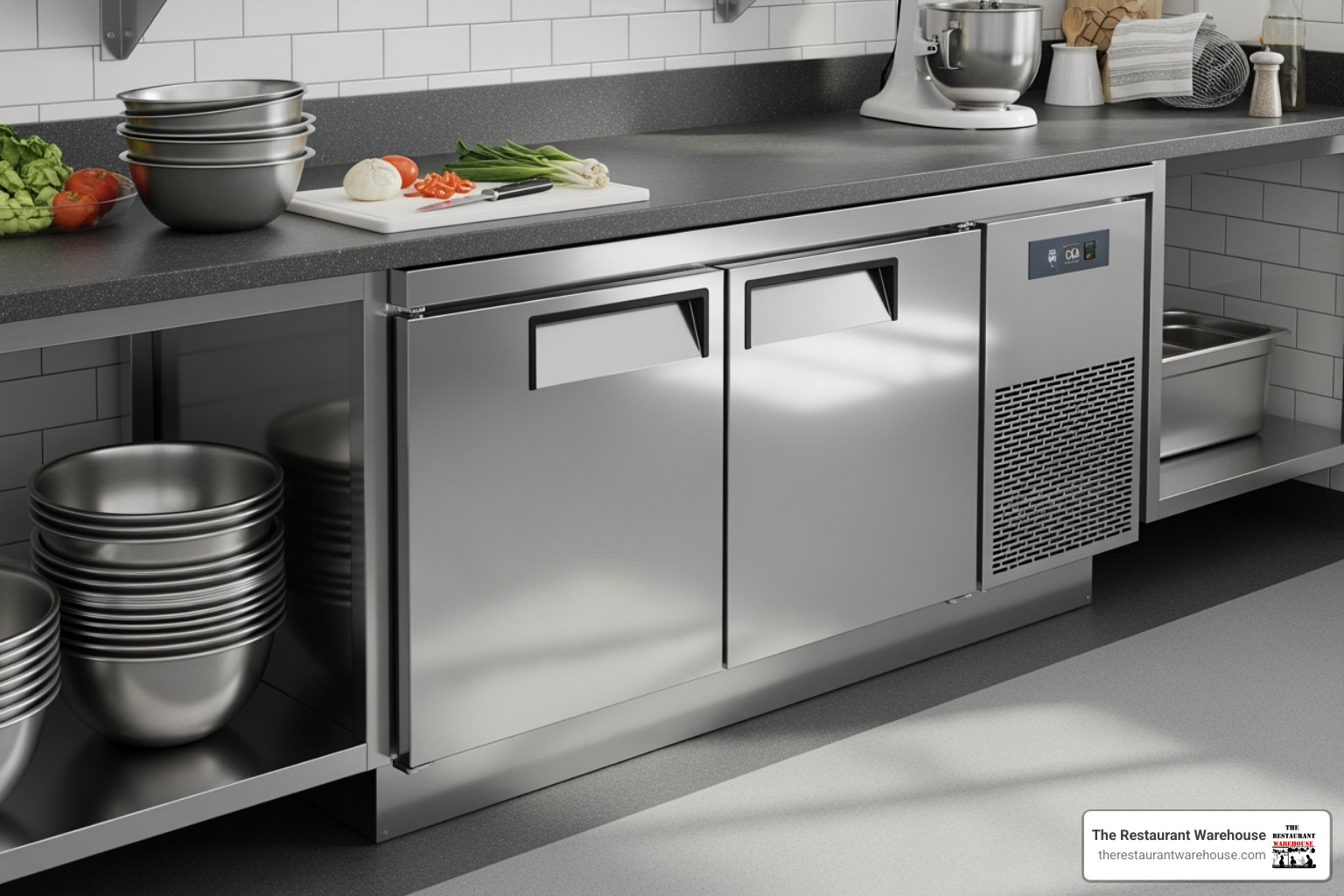 Atosa undercounter refrigerator neatly fitted under a counter - atosa commercial fridge