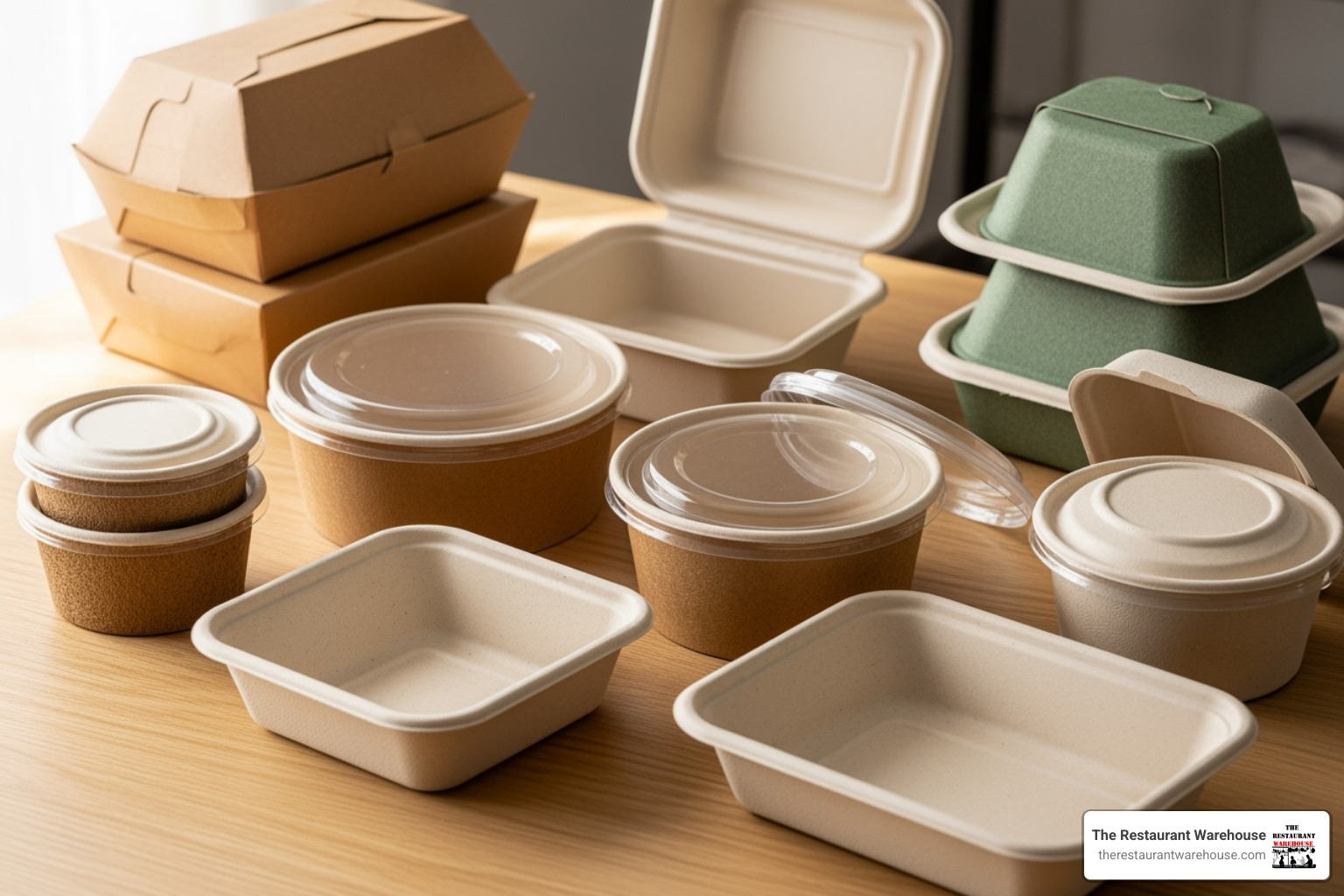 stylish, compostable takeout containers made from bamboo and other plant-based materials - Restaurant supplies USA
