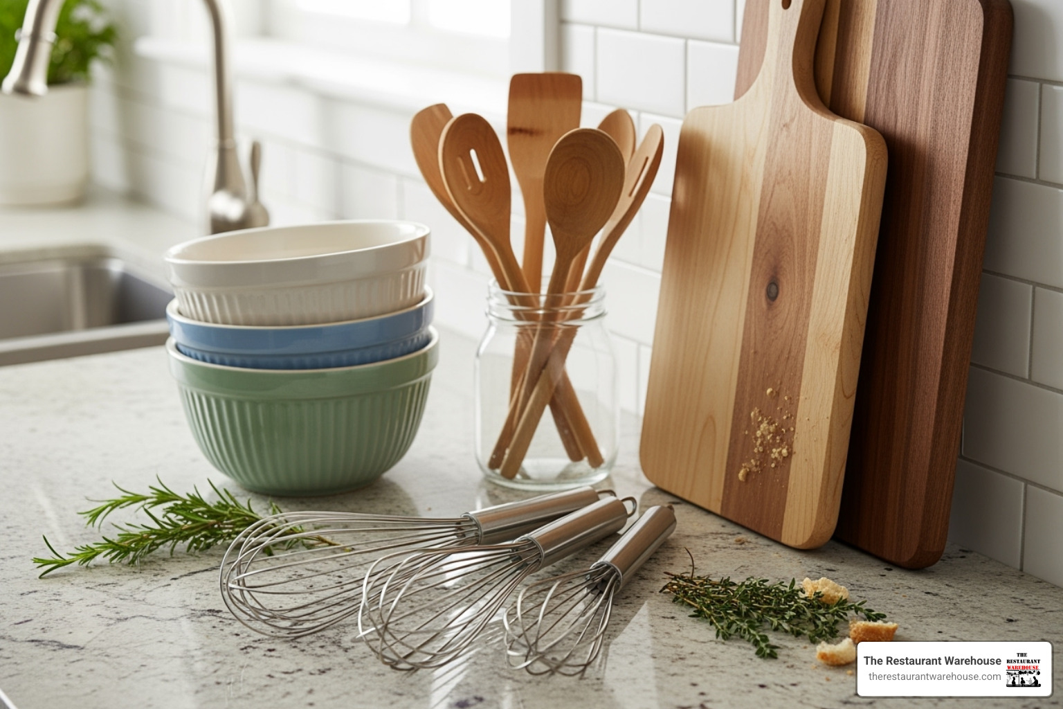 variety of smallwares like whisks, bowls, and cutting boards - Restaurant supplies USA