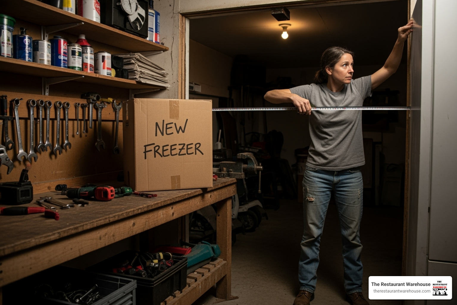 person measuring space for appliance - Buy freezer online