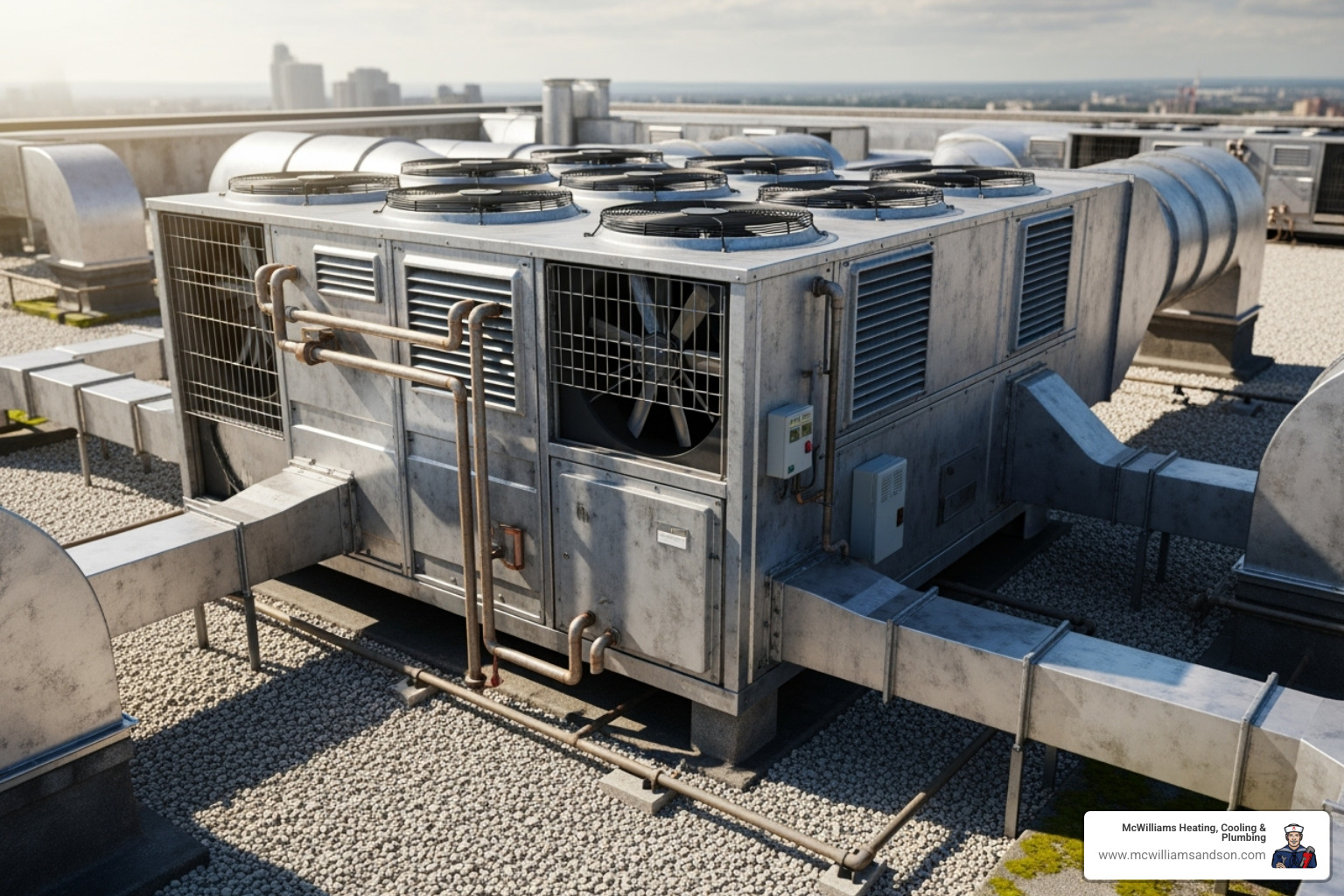 large commercial HVAC unit on a rooftop - environmental air duct cleaning