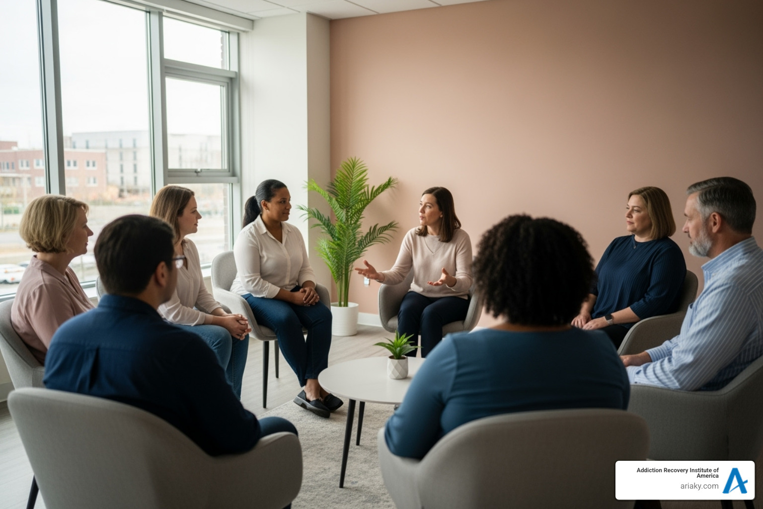 A group therapy session in progress at a rehab center - Bowling Green rehab