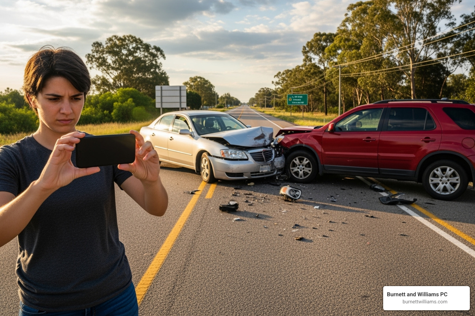 Person documenting an accident scene with their phone - Richmond personal injury Person documenting an accident scene with their phone - Richmond personal injury