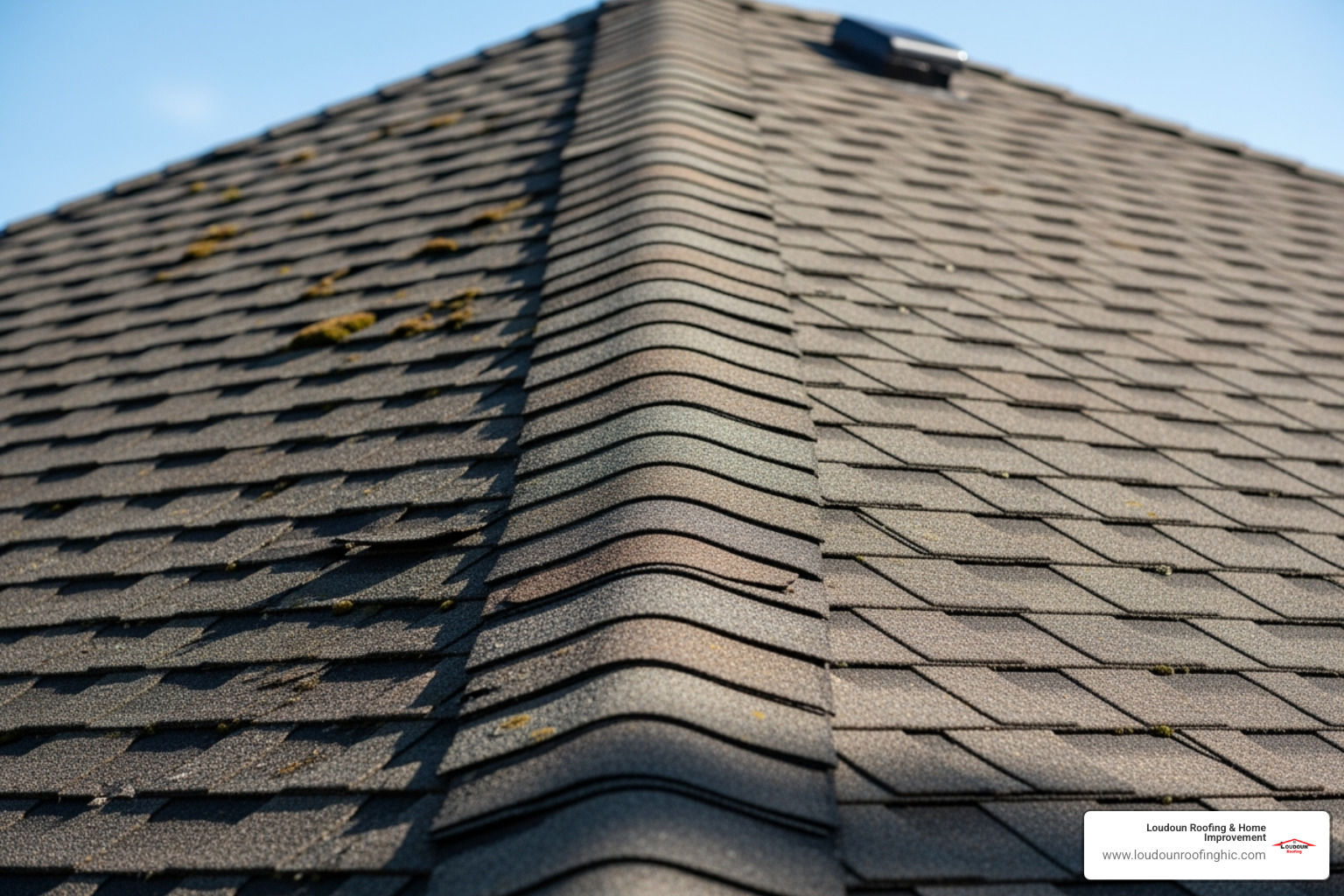 curled and cracked asphalt shingles on a roof - roofer company near me