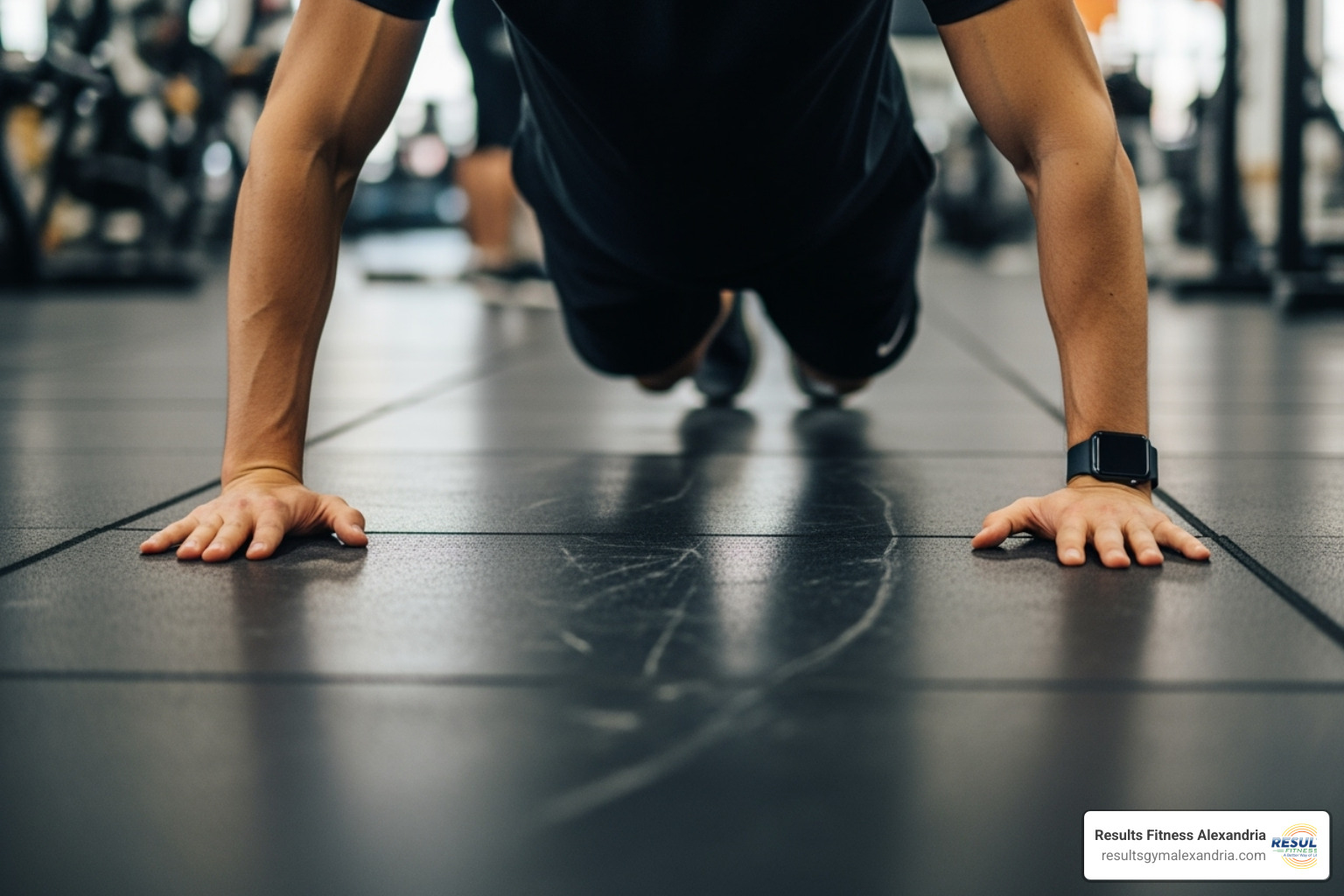 A person performing a modified push-up on their knees - circuit class gym A person performing a modified push-up on their knees - circuit class gym