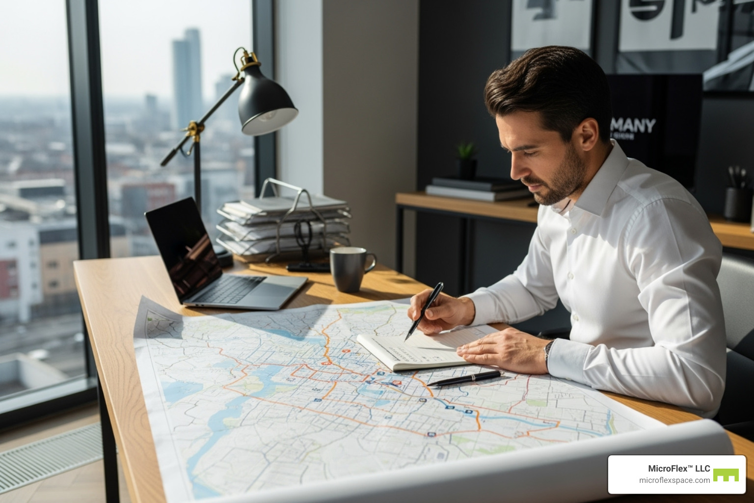 business owner looking at a map and a checklist - commercial spaces for lease business owner looking at a map and a checklist - commercial spaces for lease