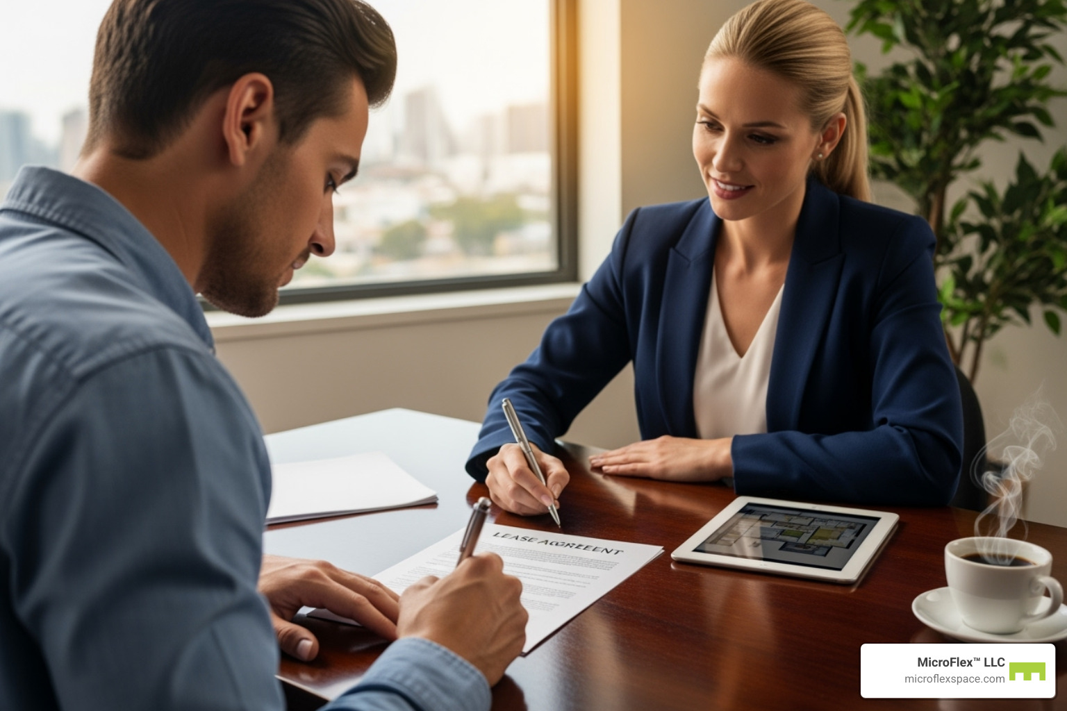 person signing a lease document with a real estate agent - commercial spaces for lease person signing a lease document with a real estate agent - commercial spaces for lease
