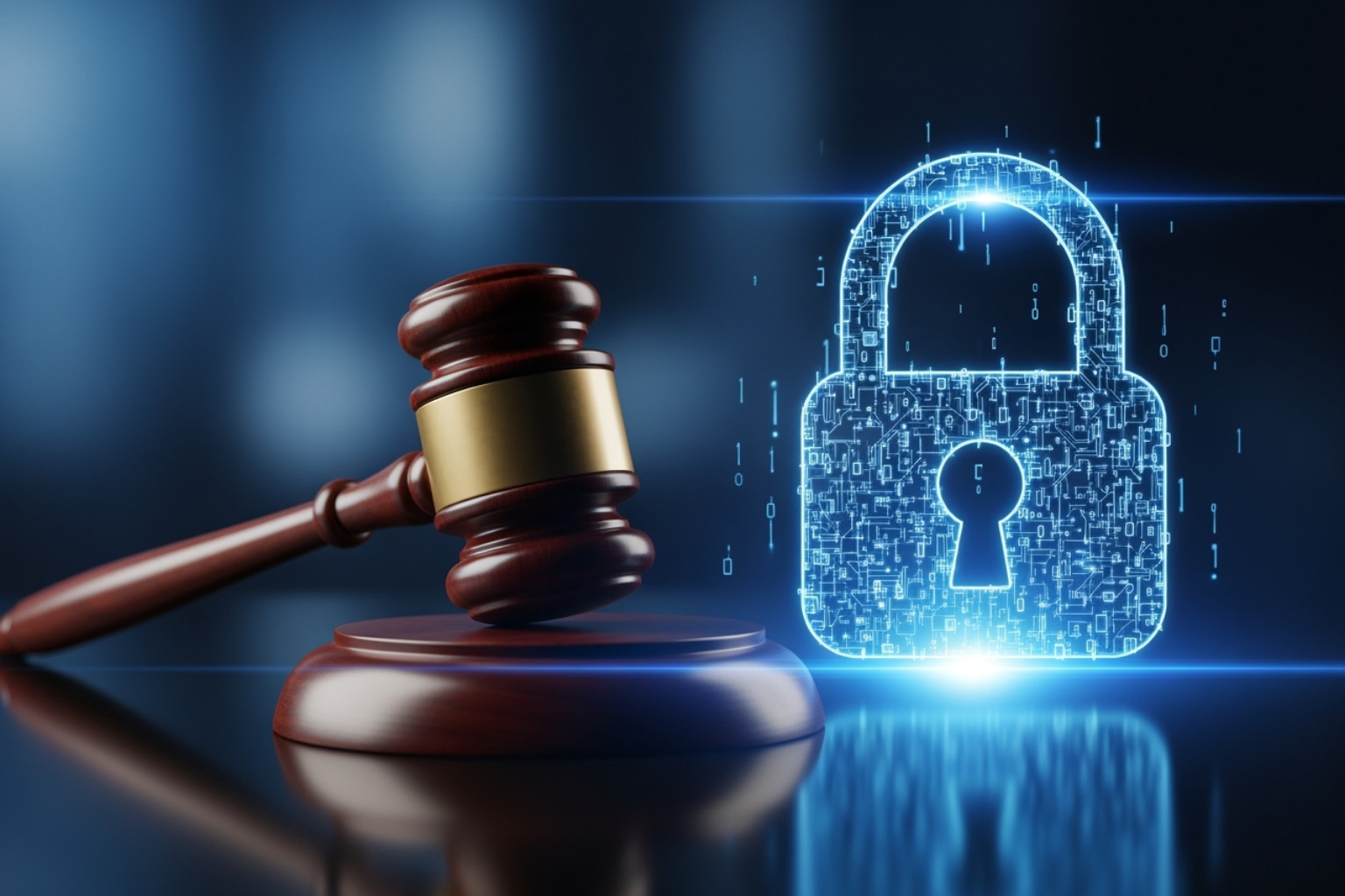 digital lock and a legal gavel - crypto30x .com