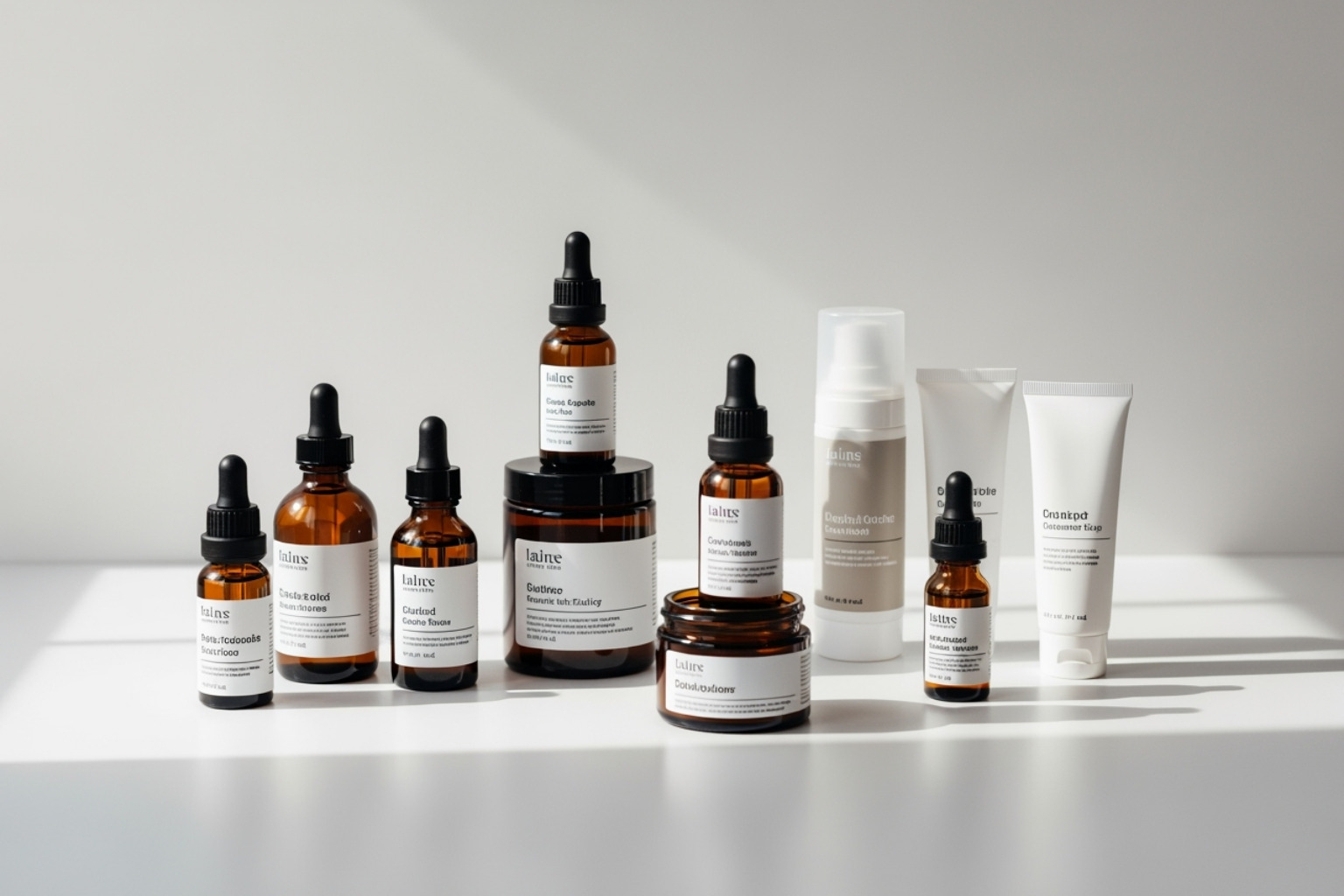 a curated set of clean beauty products on a minimalist background - obernaft