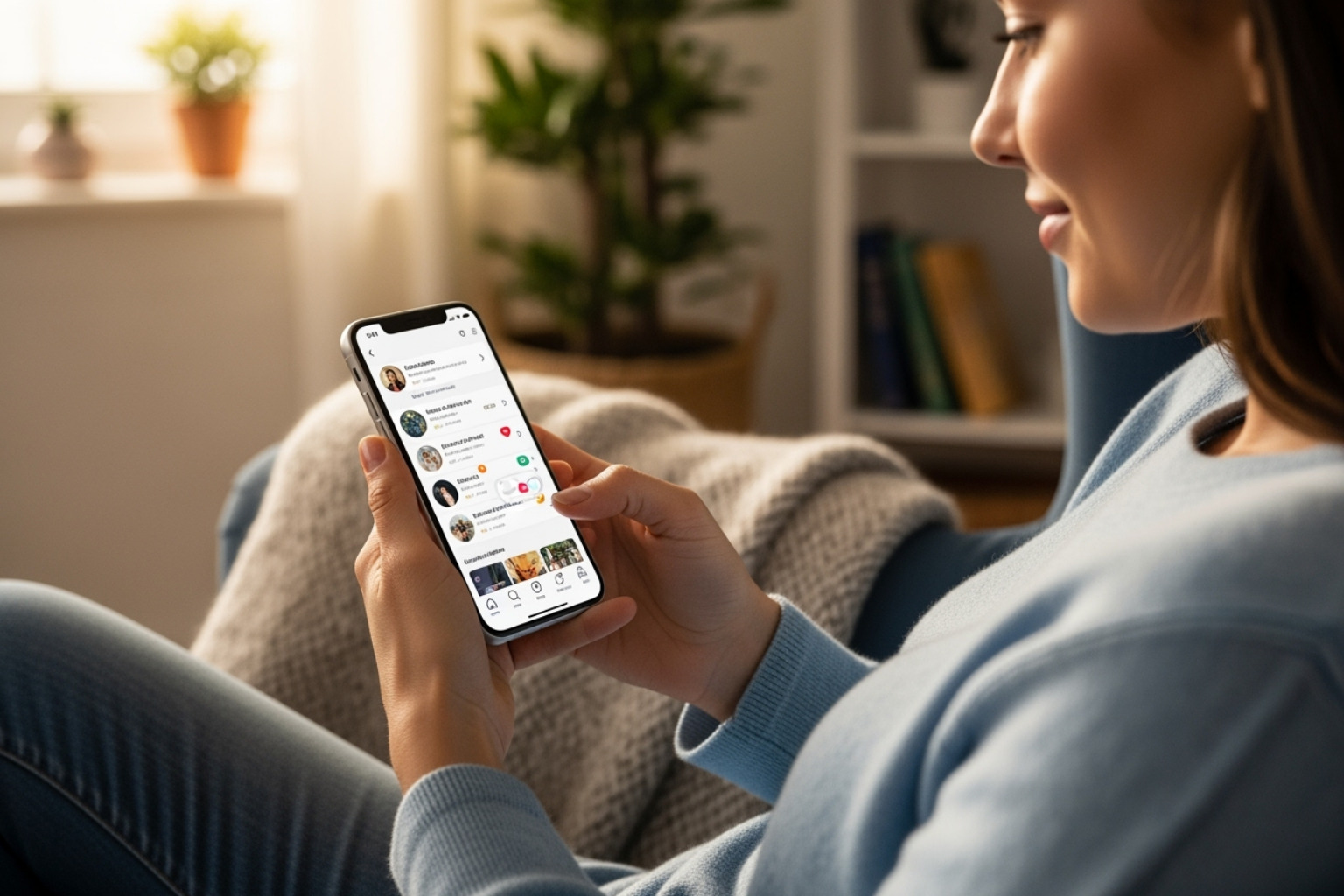 Person easily navigating a website on a mobile phone - trwho.com