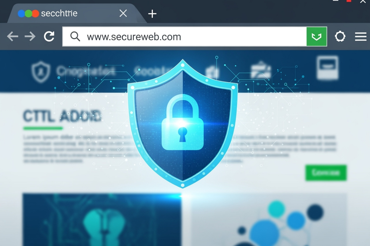 Shield icon over a web browser, symbolizing online safety and data privacy - trwho.com
