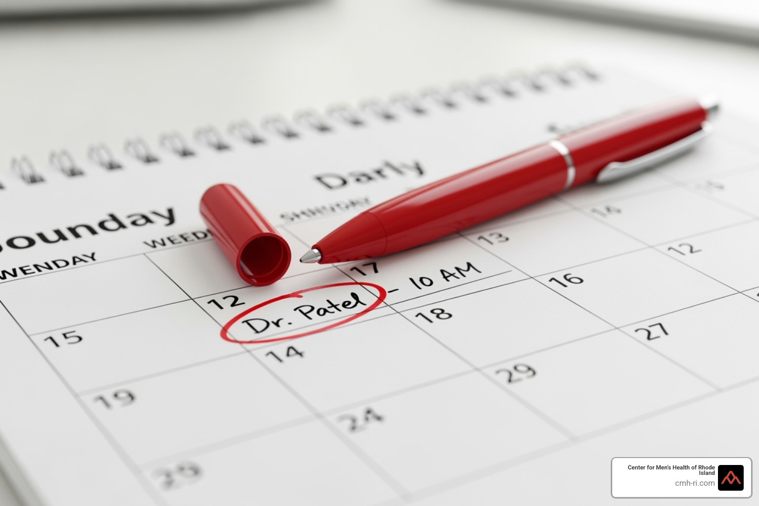 A calendar with a doctor's appointment circled, emphasizing the importance of scheduling a visit. A calendar with a doctor's appointment circled, emphasizing the importance of scheduling a visit.