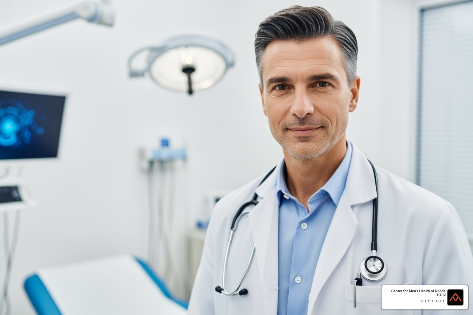 A man confidently shaking hands with his doctor. A man confidently shaking hands with his doctor.