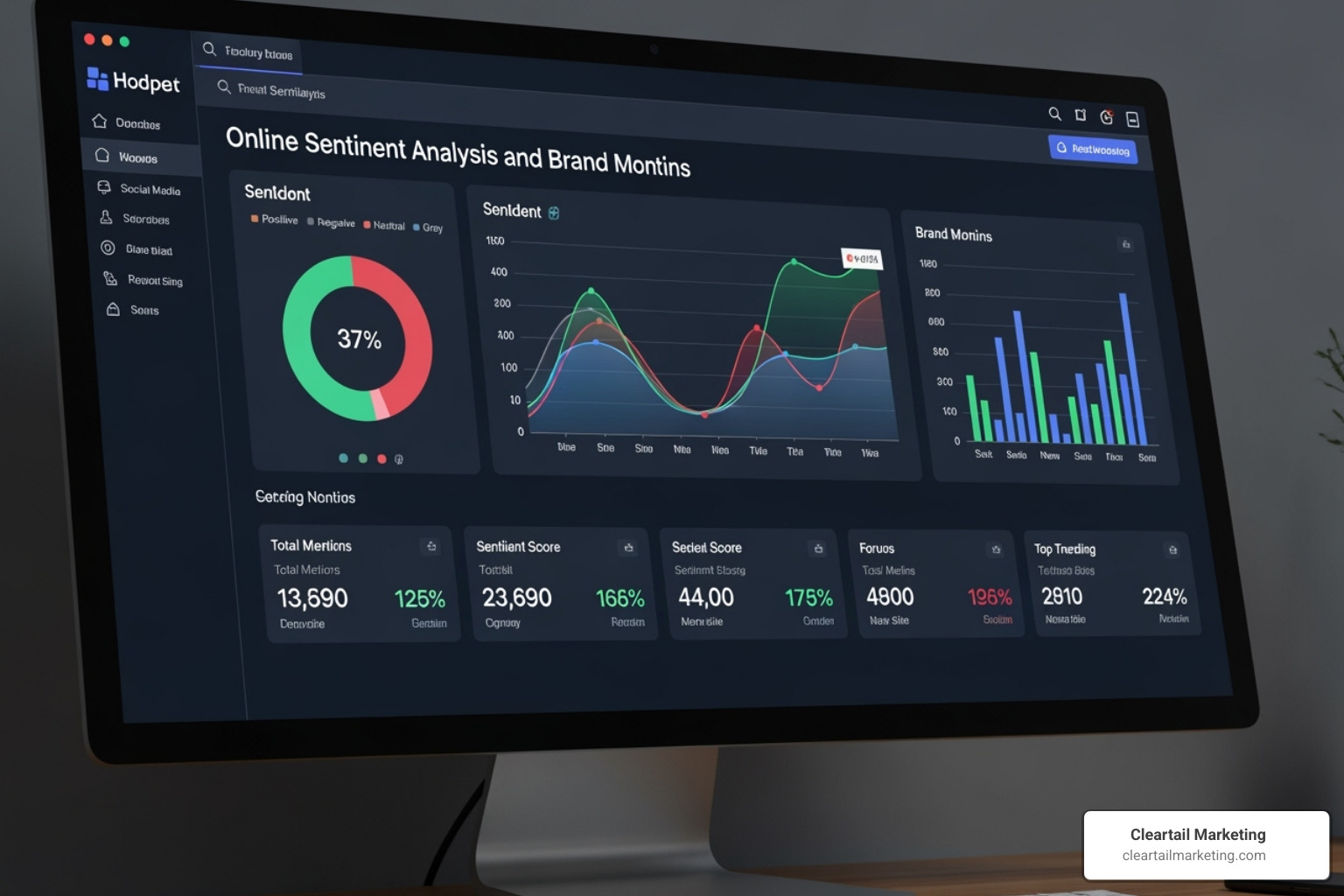 A DASHBOARD SHOWING ONLINE SENTIMENT ANALYSIS AND BRAND MENTIONS - BUSINESS REPUTATION CRISIS