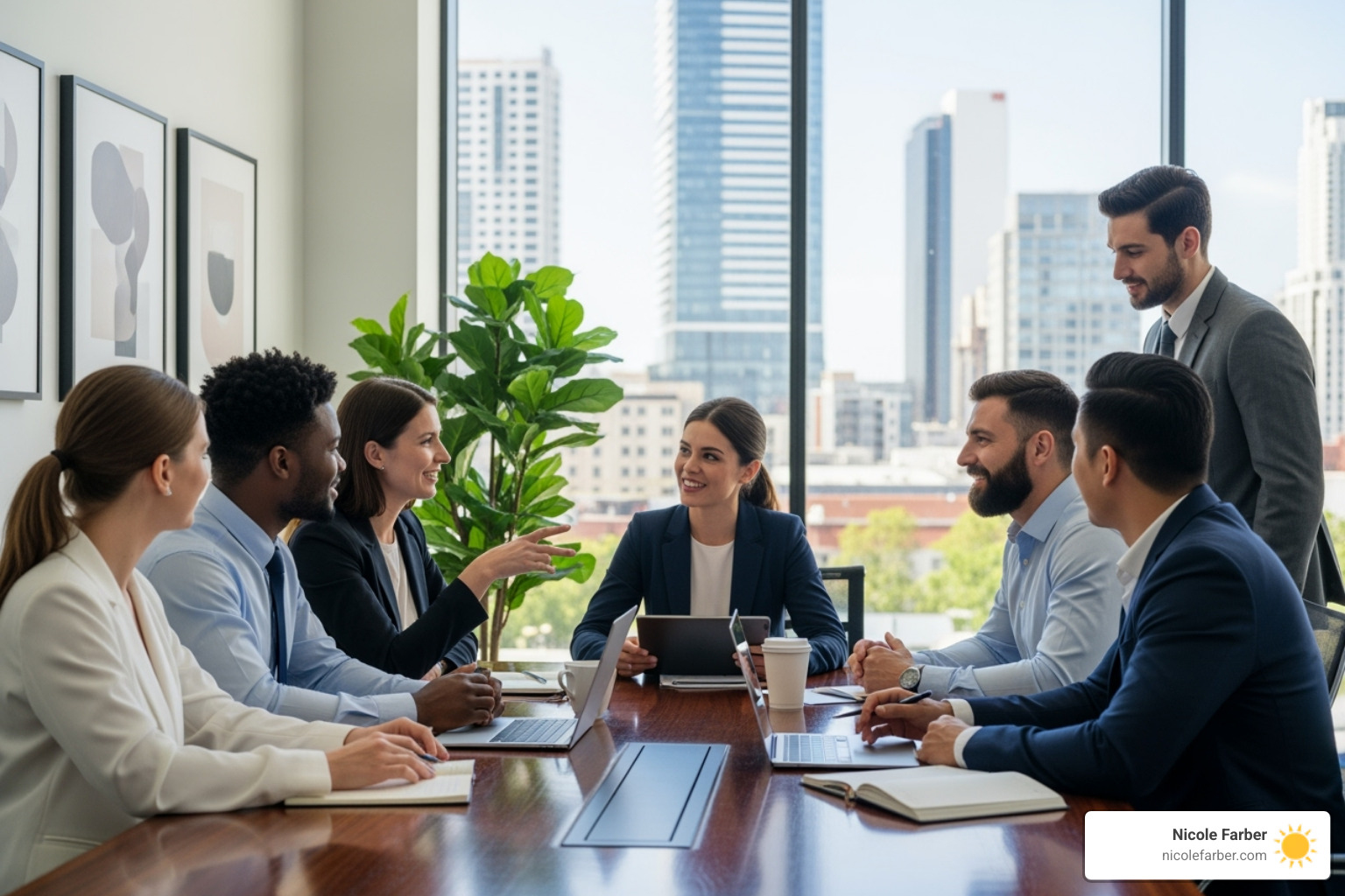 Small group of diverse business leaders having an engaged discussion - Faith-based business leadership Small group of diverse business leaders having an engaged discussion - Faith-based business leadership