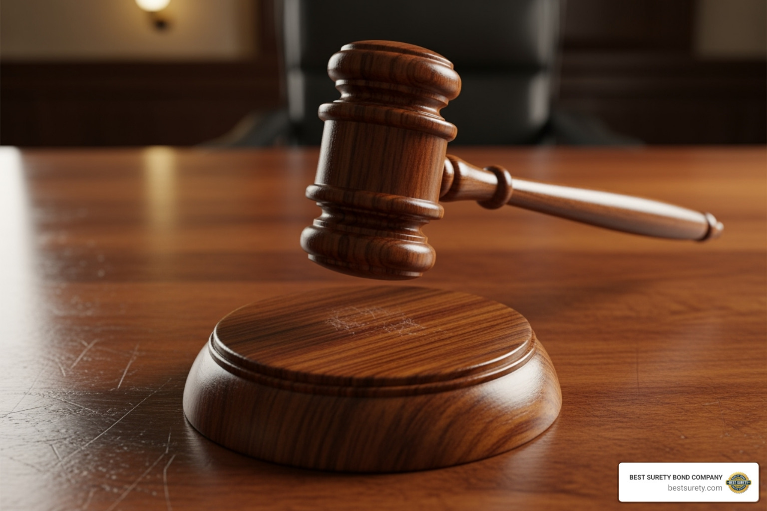 Judge's gavel hitting a block - surety bond criminal court