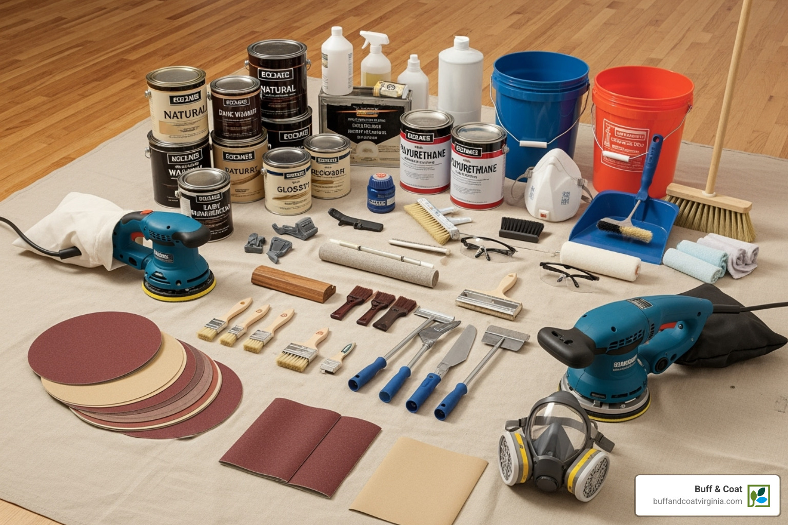 Tools and materials for hardwood floor refinishing - sand and refinish hardwood Tools and materials for hardwood floor refinishing - sand and refinish hardwood