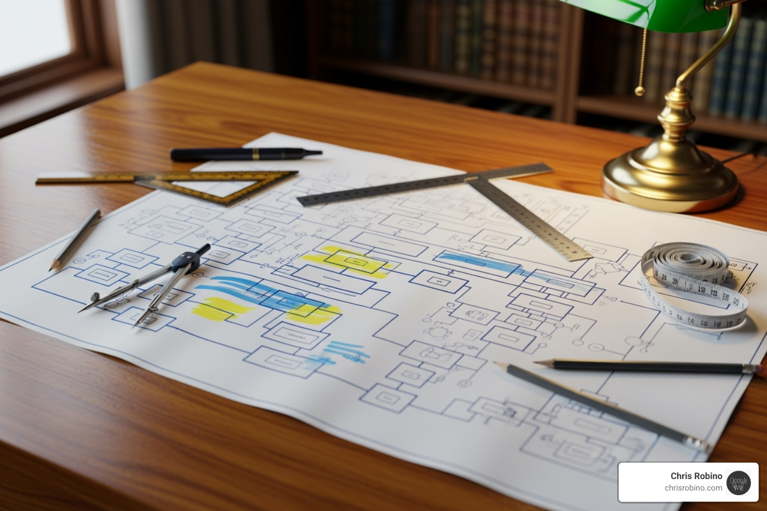 A strategic blueprint on a desk - content marketing for consultants