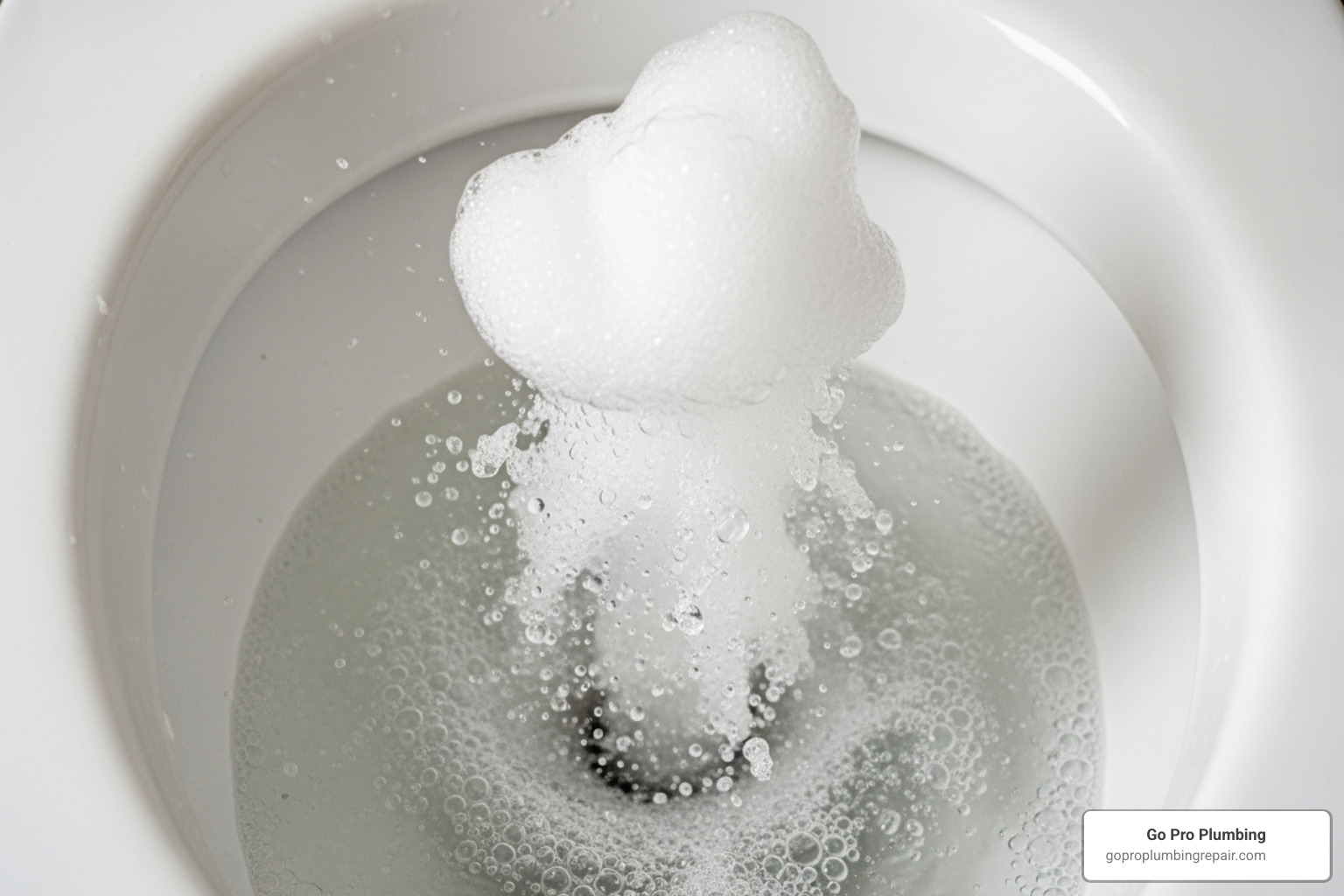 A fizzing mixture in a toilet bowl or drain - vinegar and baking soda