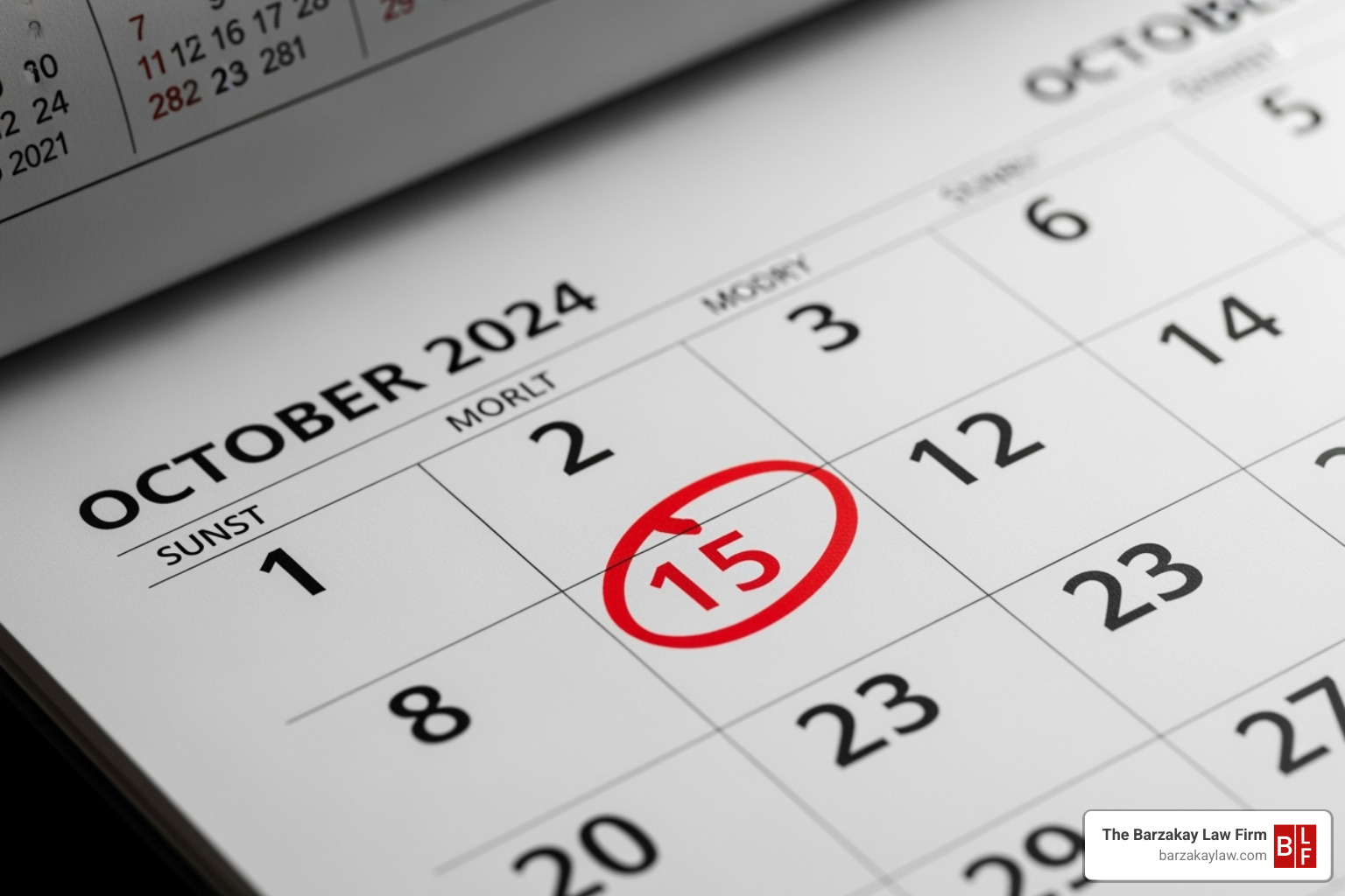 calendar with date circled - medical malpractice claim Florida