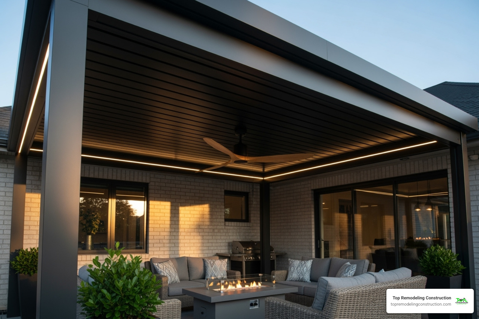 stylish patio cover with integrated lighting and a fan - patio cover stylish patio cover with integrated lighting and a fan - patio cover