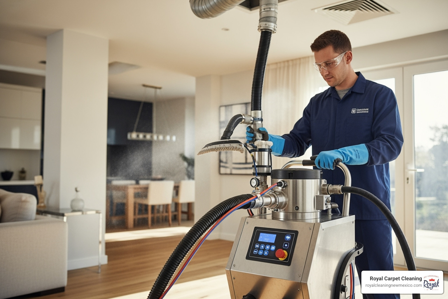 certified technician with professional equipment - professional home allergen removal