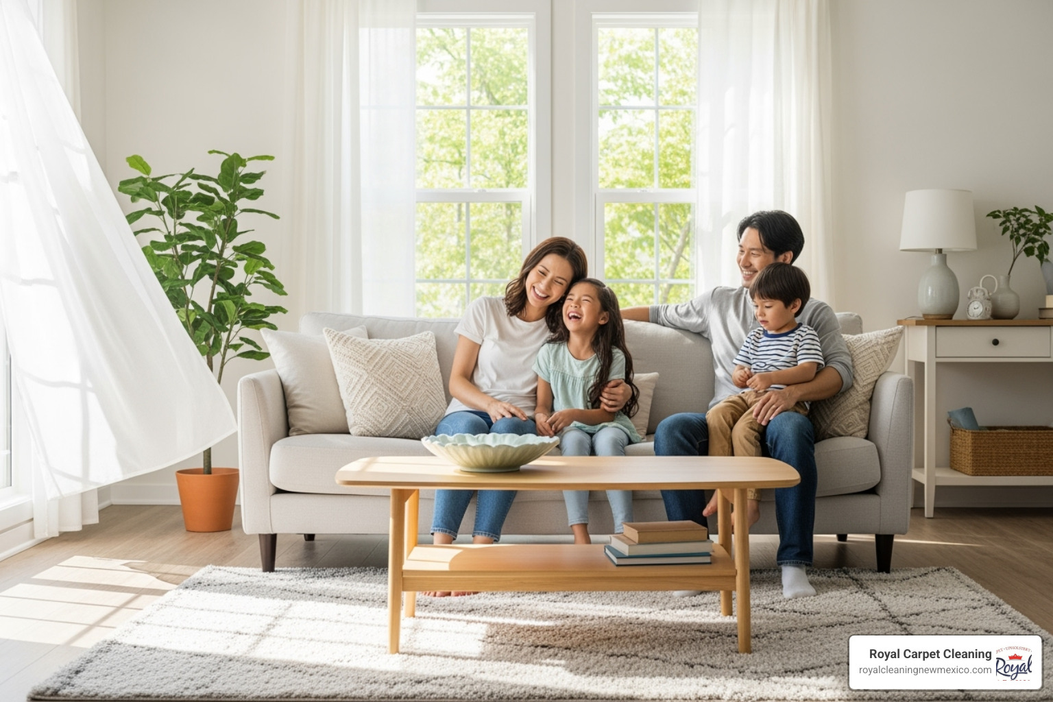 family enjoying clean allergen-free home - professional home allergen removal
